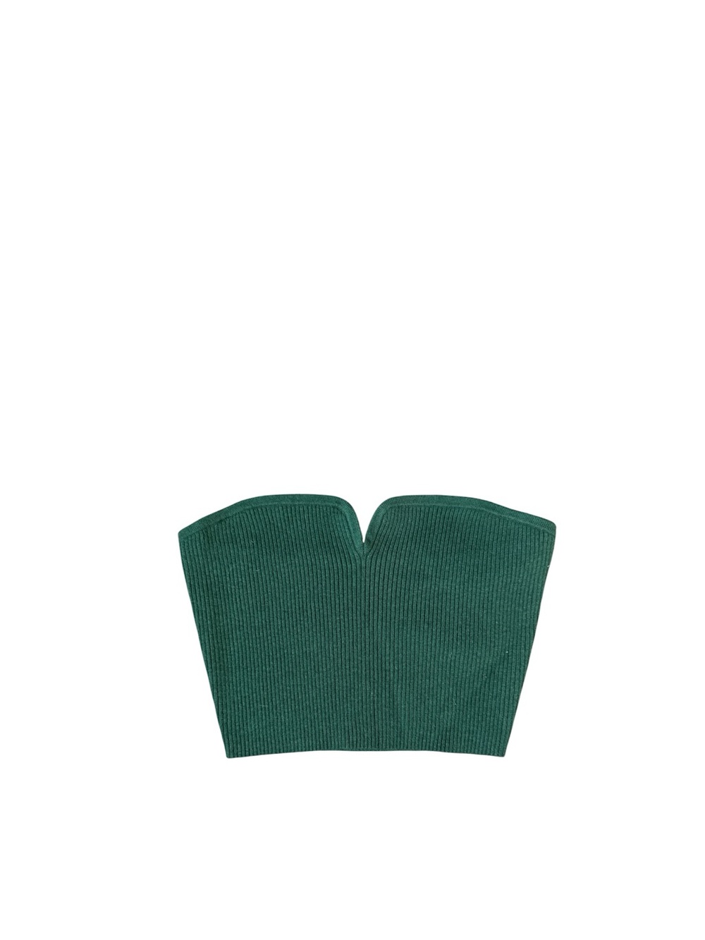 Target Dark Green Ribbed Strapless V-Notch Crop Top